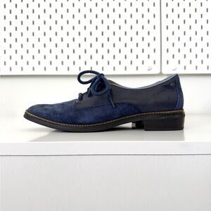 Hush Puppies Navy Blue Mixed Leather Oxfords